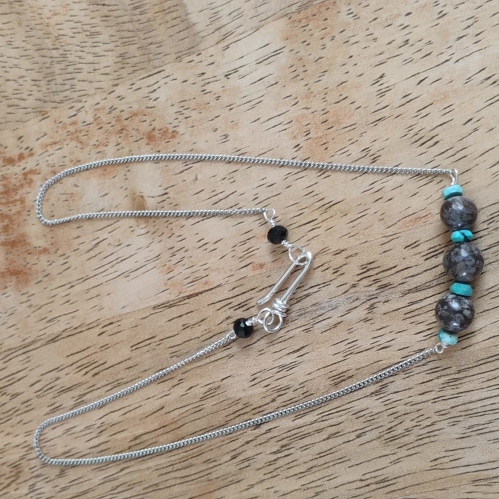 Kingman Turquoise and Jasper Necklace - Picture 3 of 10
